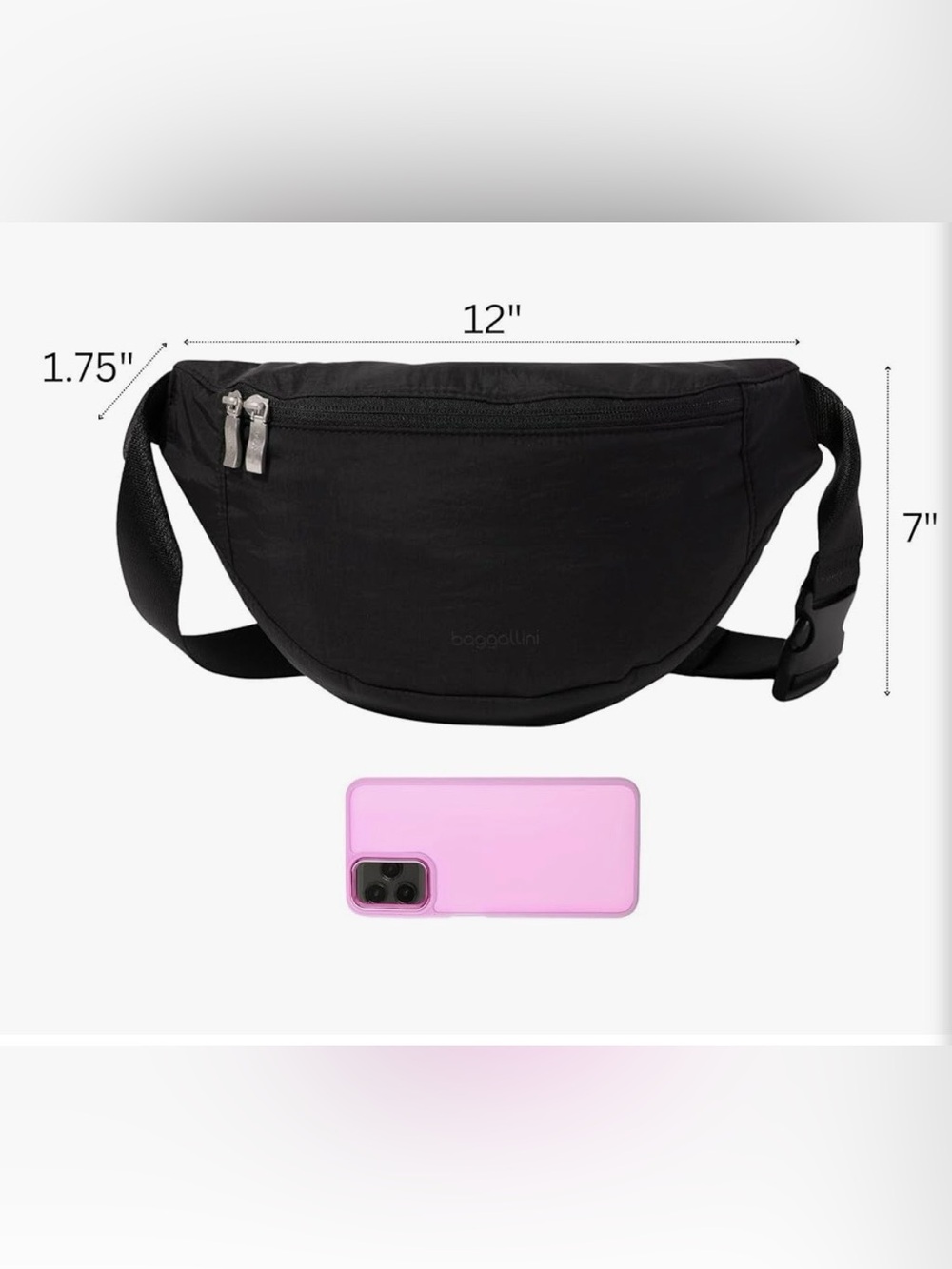 Baggallini Black Crossbody Belt Bag - Picture 3 of 11